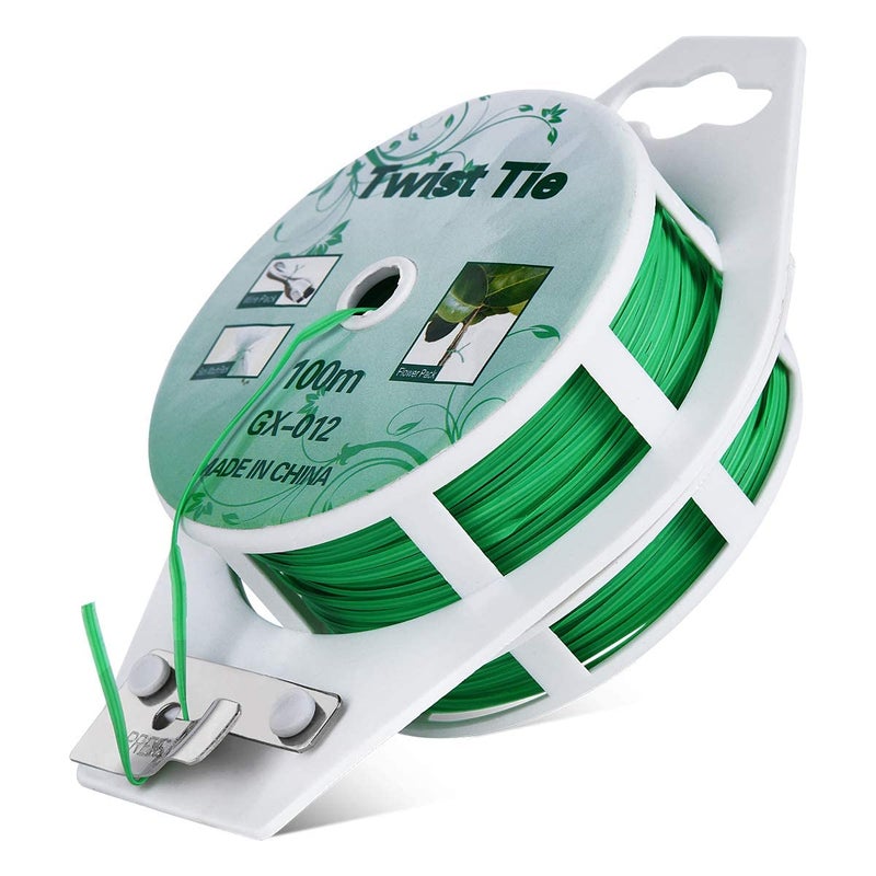 PGarden-EZ Twist Ties - All-Purpose Coated 328feet Garden Plant Ties with Trimmer Garden Twine Support Ties Reusable for Gardening Plants Growth and Care, Office Home Cable Organization (Green) - Image 1